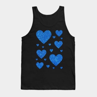 Royal Blue Faux Glitter Hearts Tank Top
